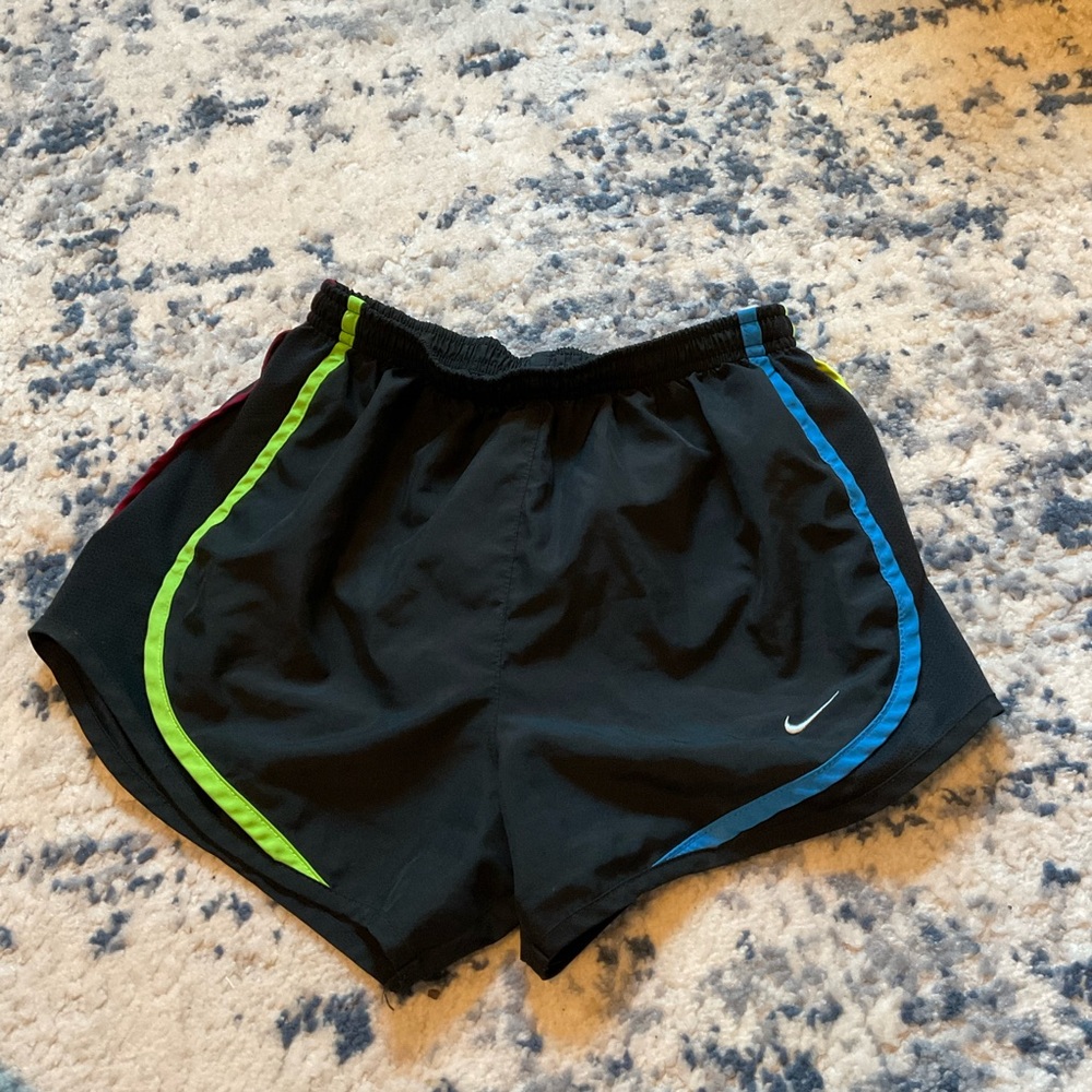 Nike Black and Neon Green Activewear Shorts